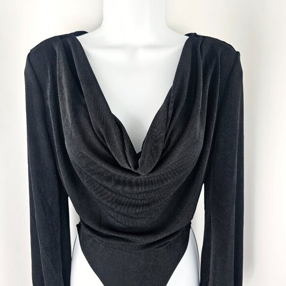 Band Of The Free Black Cowl Neck Long Sleeve Body Suit Women's Size Small NWT - Picture 2 of 14